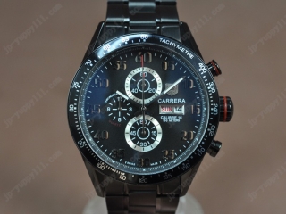 スーパーコピー時計 タグホイヤー Watches Carrera 43mm ブラックPVD加工 ブラック 文字盤 Jap OS11 クオーツ 搭 載