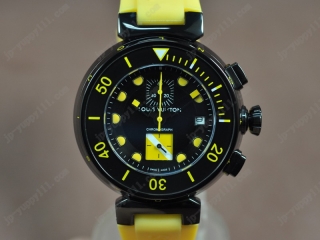 時計コピー ルイヴィトン Watches Tambour Diving Ⅱ PVD/RU ブラック 文字盤 Jap OS10 クオーツ 搭 載