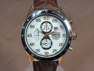 スーパーコピー時計タグホイヤー Watches Carrera 43mm RG/LE ホワイト 文字盤 Jap OS11 クオーツ 搭 載