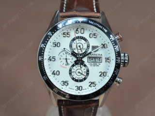 時計コピータグホイヤー Watches Carrera 43mm SS/LE ホワイト 文字盤 Jap OS11 クオーツ 搭 載