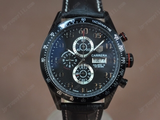 スーパーコピー時計タグホイヤー Watches Carrera 43mm ブラックPVD加工 ブラック 文字盤 Jap OS11 クオーツ 搭 載