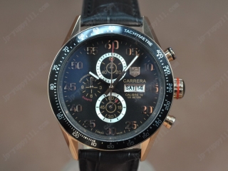 時計コピー タグホイヤー Watches Carrera 43mm RG/LE ブラック 文字盤 Jap OS11 クオーツ 搭 載