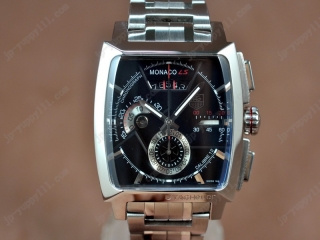 時計コピータグホイヤー Watches Monaco SL Chrono SS/SS ブラック 文字盤 A-7750 オートマチック 搭 載