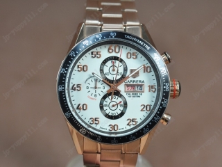 スーパーコピー時計タグホイヤー Watches Carrera 43mm Full RG ホワイト 文字盤 Jap OS11 クオーツ 搭 載