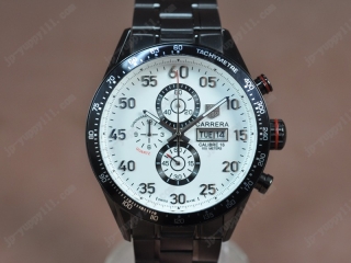 時計コピー タグホイヤー Watches Carrera 43mm ブラックPVD加工 ホワイト 文字盤 Jap OS11 クオーツ 搭 載
