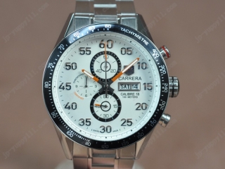 時計コピータグホイヤー Watches Carrera 43mm SS/SS ホワイト 文字盤 Jap OS11 クオーツ 搭 載