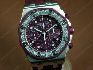 スーパーコピー時計オーデマ・ピゲ【男性用】 Royal Oak Chrono SS/RU Diamond Bez Purple Asia7750オートマチック搭載