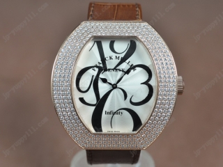 スーパーコピー時計 フランクミュラー Watches Casablanca RG/LE/Diam ホワイト 文字盤 Ronda クオーツ 搭 載