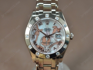 スーパーコピー時計ロレックス Watches DateJust 2011 Flora RG 12-Diam Pearl ホワイト A-2836-2 オートマチック 搭 載