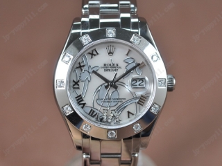 スーパーコピー時計ロレックス Watches DateJust 2011 Flora SS 12-Diam Pearl ホワイト A-2836-2 オートマチック 搭 載